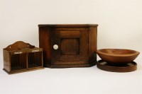 Lot 1415 - A small Victorian oak hanging corner cupboard