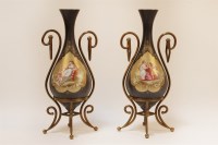 Lot 1491 - A pair of late 19th century Continental porcelain vases