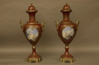 Lot 1466 - A pair of large sevres style porcelain vases
