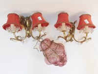 Lot 258 - A cranberry glass ceiling light