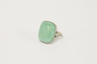 Lot 13 - An Edwardian gold Amazonite rectangular shape cabochon ring