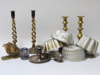 Lot 1332 - A quantity of metal wares including brass candlesticks