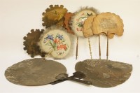 Lot 296 - Two silk painted face screens