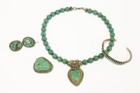 Lot 45 - A silver turquoise cuff bangle