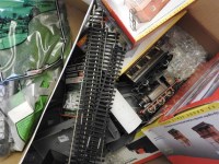 Lot 353A - Three boxes and two bags of assorted model railway accessories