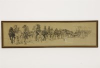 Lot 437 - A TEAM OF HORSES PULLING A MILITARY CART