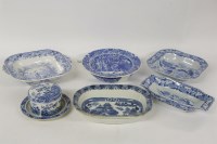 Lot 1385 - An early 19th century blue and white transfer printed hot water plate