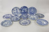 Lot 1487 - A quantity of late 18/19th century blue and white transfer printed plates