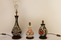 Lot 1499 - Three Moorcroft lamp bases