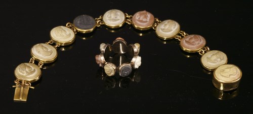 Lot 52 - A Victorian gold lava stone cameo ring