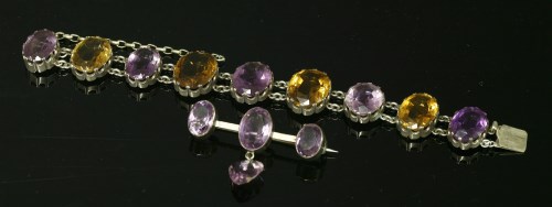 Lot 31 - A late Victorian silver amethyst and citrine bracelet