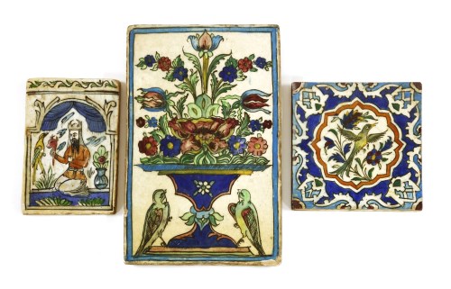 Lot 152 - Three Qajar tiles