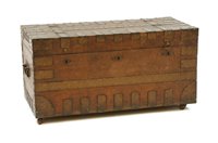 Lot 544 - An early 19th century oak and wrought iron bound silver chest