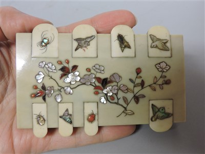 Lot 355 - Two Japanese ivory Shibayama bezique markers