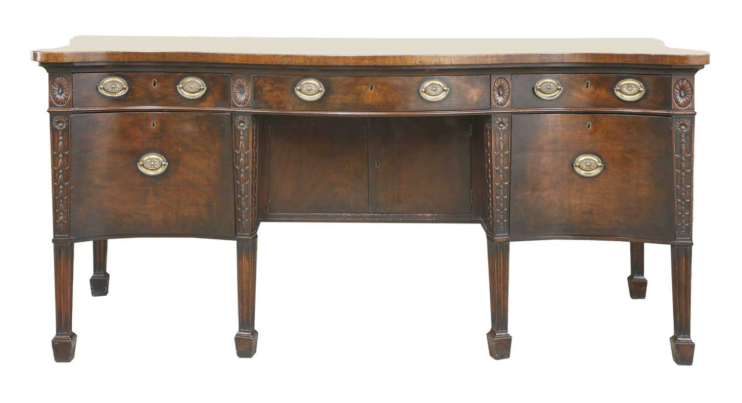 Lot 43 - A George III-style serpentine mahogany sideboard