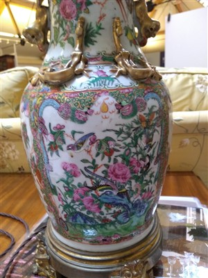 Lot 26 - A Cantonese vase table lamp