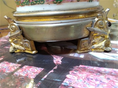 Lot 26 - A Cantonese vase table lamp