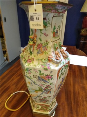 Lot 51 - A Chinese famille verte vase table lamp