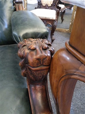 Lot 31 - A William IV mahogany and green buttoned leather library chair