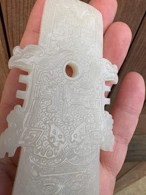 Lot 64 - A Chinese jade plaque