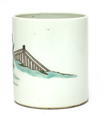 Lot 63 - A Chinese famille verte brush pot