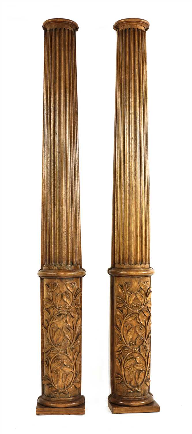 Lot 805 - A pair of oak pilaster columns