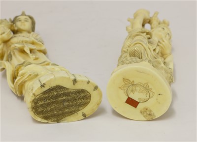Lot 129 - Two Japanese carved ivory figures