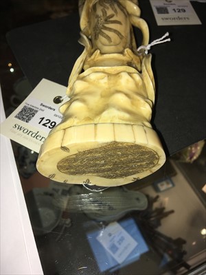 Lot 129 - Two Japanese carved ivory figures
