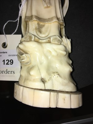 Lot 129 - Two Japanese carved ivory figures