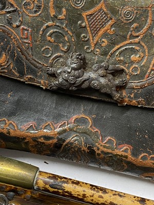 Lot 25 - Three Japanese smoking sets, kiseruzutsu (pipecase) with kiseru and tabako-ire (tobacco pouch)