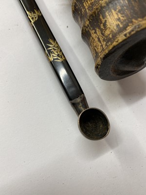 Lot 32 - Three Japanese smoking sets, tabako-ire and kiseruzutsu with kiseru
