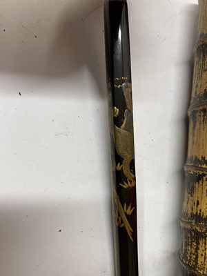 Lot 32 - Three Japanese smoking sets, tabako-ire and kiseruzutsu with kiseru