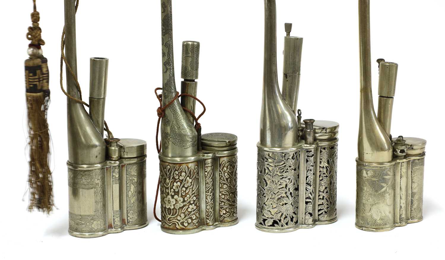 Lot 65 - A collection of four Chinese water pipes