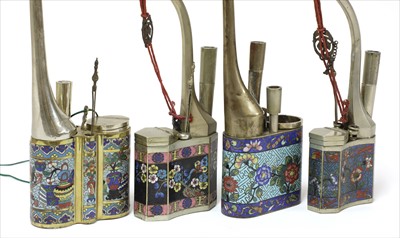 Lot 49 - A collection of four Chinese cloisonné water pipes