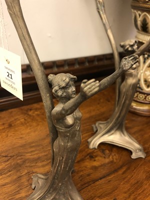Lot 77 - A pair of WMF silver-plated figural table lamps