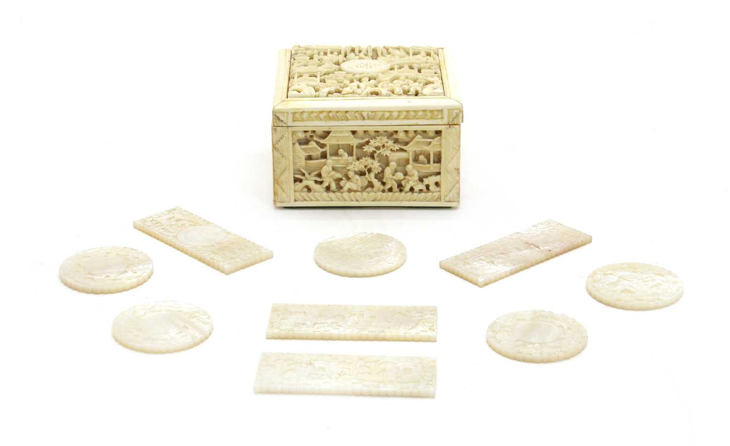 Lot 178 - A Chinese ivory gaming counter box
