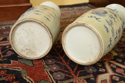 Lot 102 - A near pair of celadon-glazed vases
