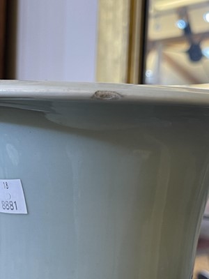 Lot 102 - A near pair of celadon-glazed vases