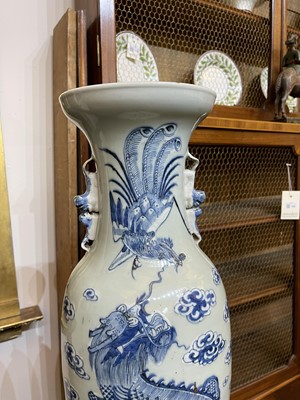 Lot 102 - A near pair of celadon-glazed vases