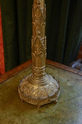 Lot 195 - A pair of Gothic Revival brass table lamps