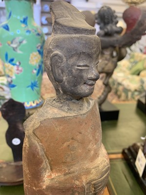 Lot 15 - A pair of Chinese pottery figures