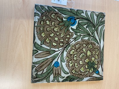 Lot 35 - A William De Morgan 'Persian Flowers' pattern tile