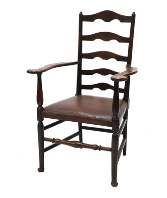 Lot 4 - An ash ladder back armchair