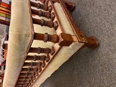 Lot 7 - A Victorian Gothic oak and ebonised daybed