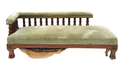 Lot 7 - A Victorian Gothic oak and ebonised daybed