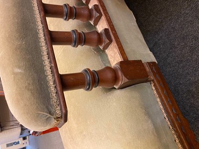 Lot 7 - A Victorian Gothic oak and ebonised daybed