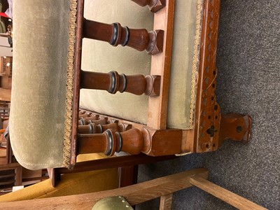 Lot 7 - A Victorian Gothic oak and ebonised daybed