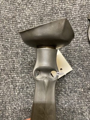 Lot 75 - A pair of Art Nouveau Kayserzinn pewter candlesticks