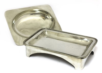 Lot 60 - An Arts and Crafts pewter muffin dish and cover
