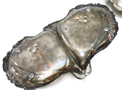 Lot 78 - An Art Nouveau silver-plated figural mounted double dish